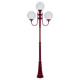 Lisbon Triple 30cm Spheres Curved Arms Tall Post Light - Burgundy Finish / E27 Lisbon Triple 30cm Spheres Curved Arms Tall Post Light - Burgundy Finish / E27